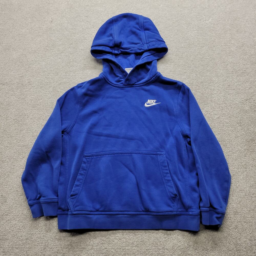 Nike Sportswear Hoodie Mens Small Blue White Embroidered Logo Pullover